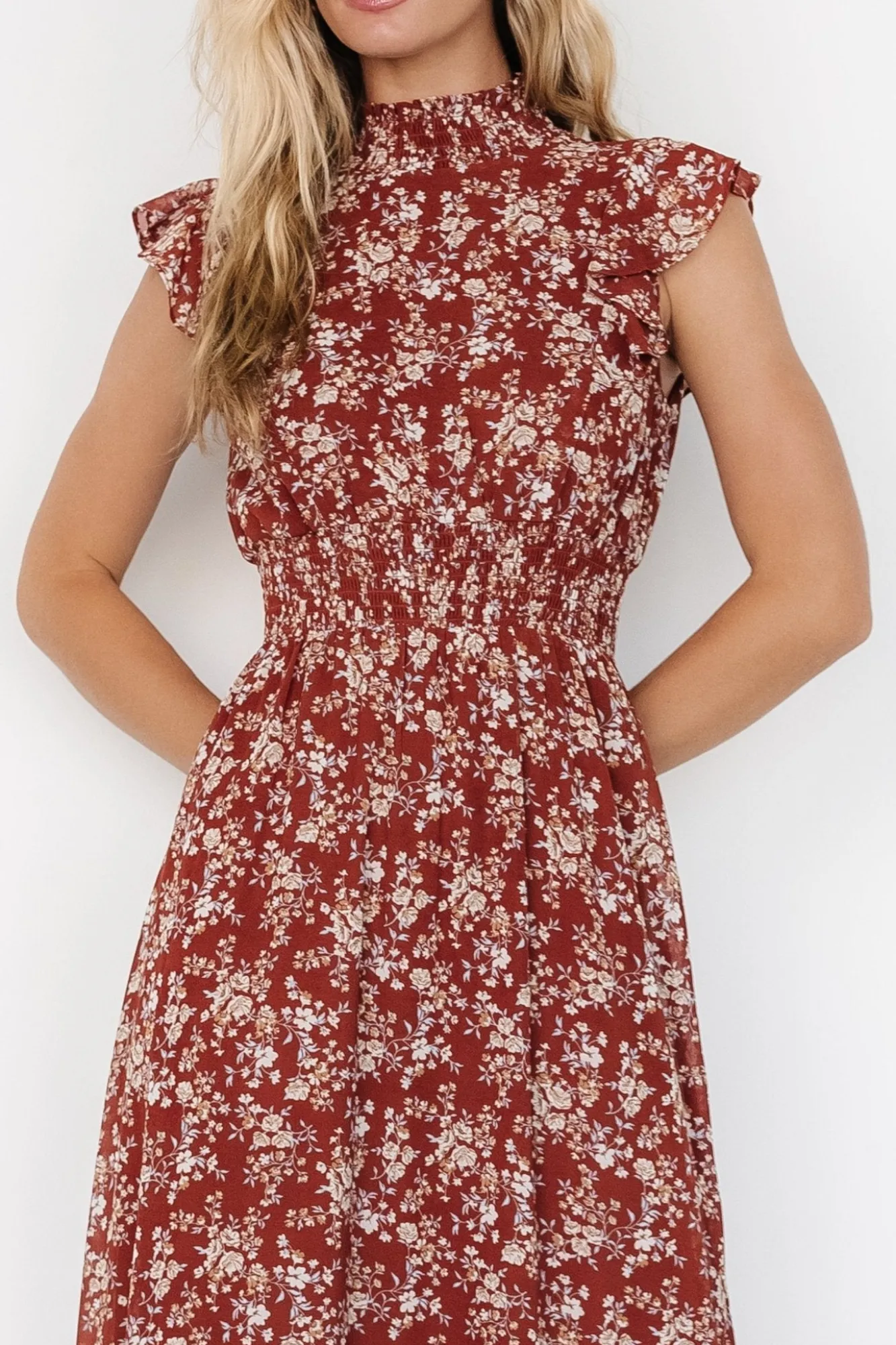 Baltic Born Kearny Ruffle Maxi Dress | Rust Print
