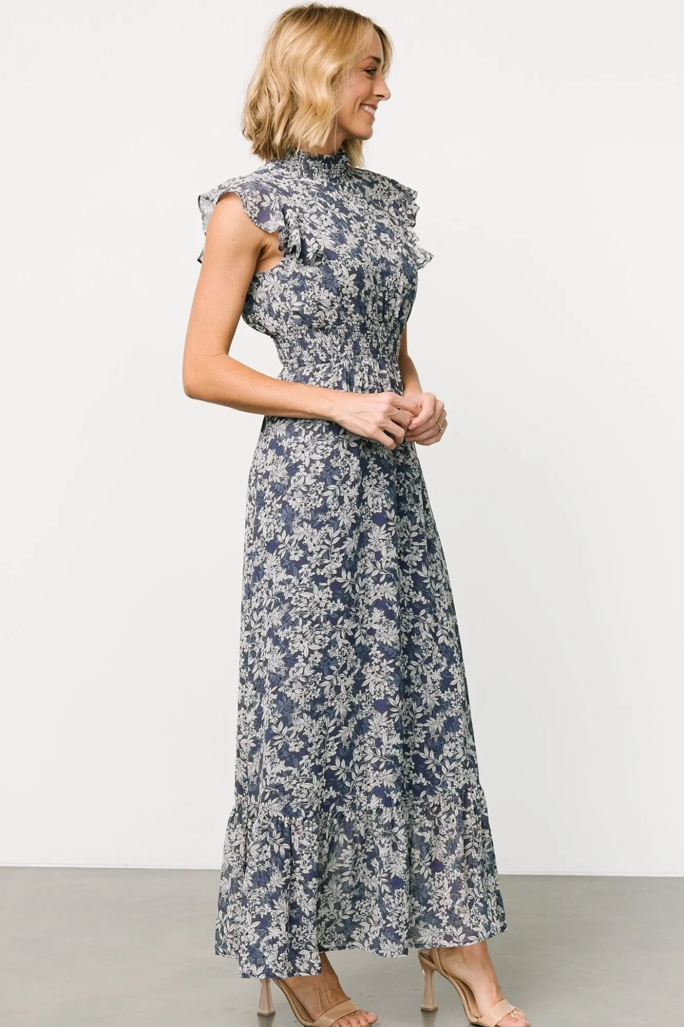 Baltic Born Kearny Ruffle Maxi Dress | Slate Print