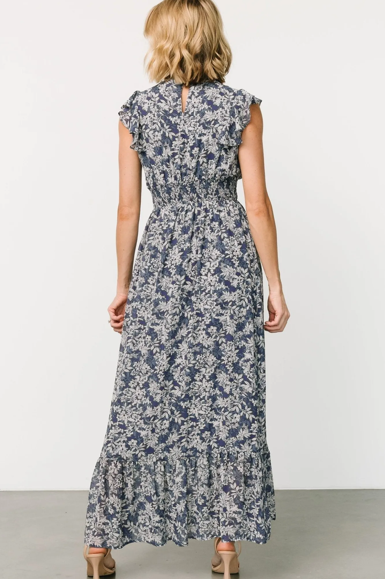 Baltic Born Kearny Ruffle Maxi Dress | Slate Print