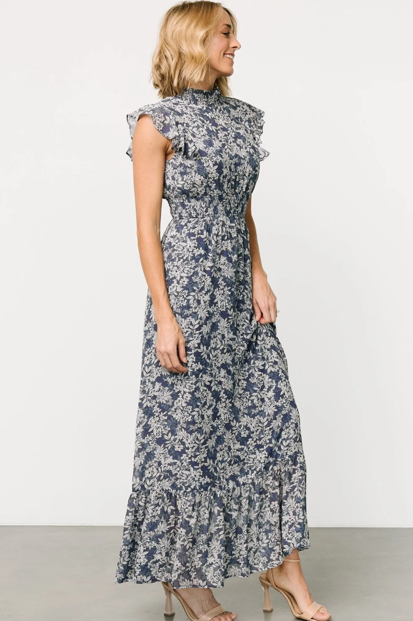 Baltic Born Kearny Ruffle Maxi Dress | Slate Print