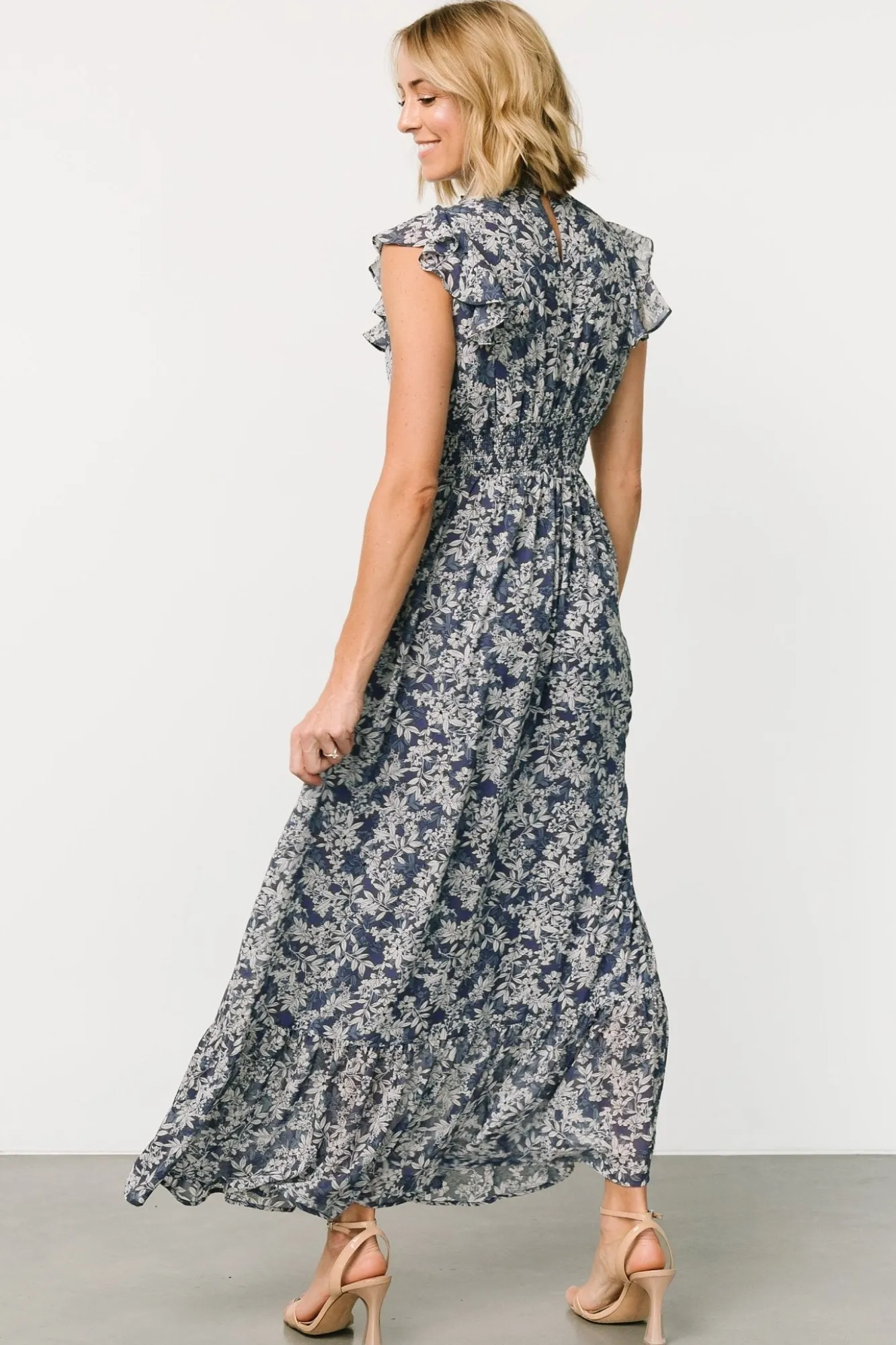 Baltic Born Kearny Ruffle Maxi Dress | Slate Print