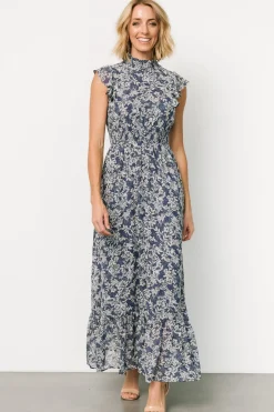 Baltic Born Kearny Ruffle Maxi Dress | Slate Print
