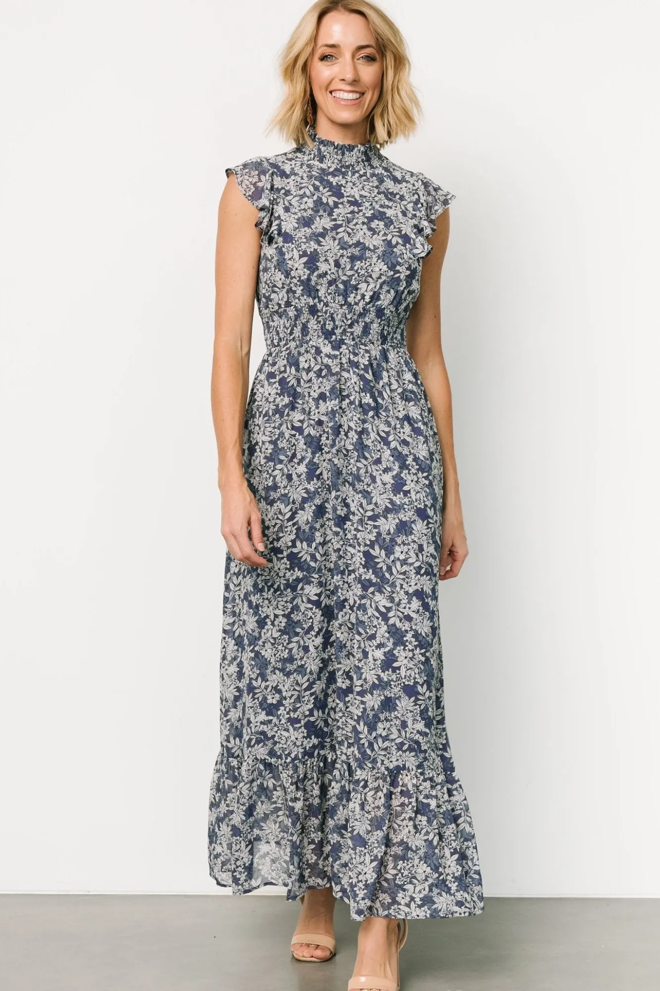 Baltic Born Kearny Ruffle Maxi Dress | Slate Print