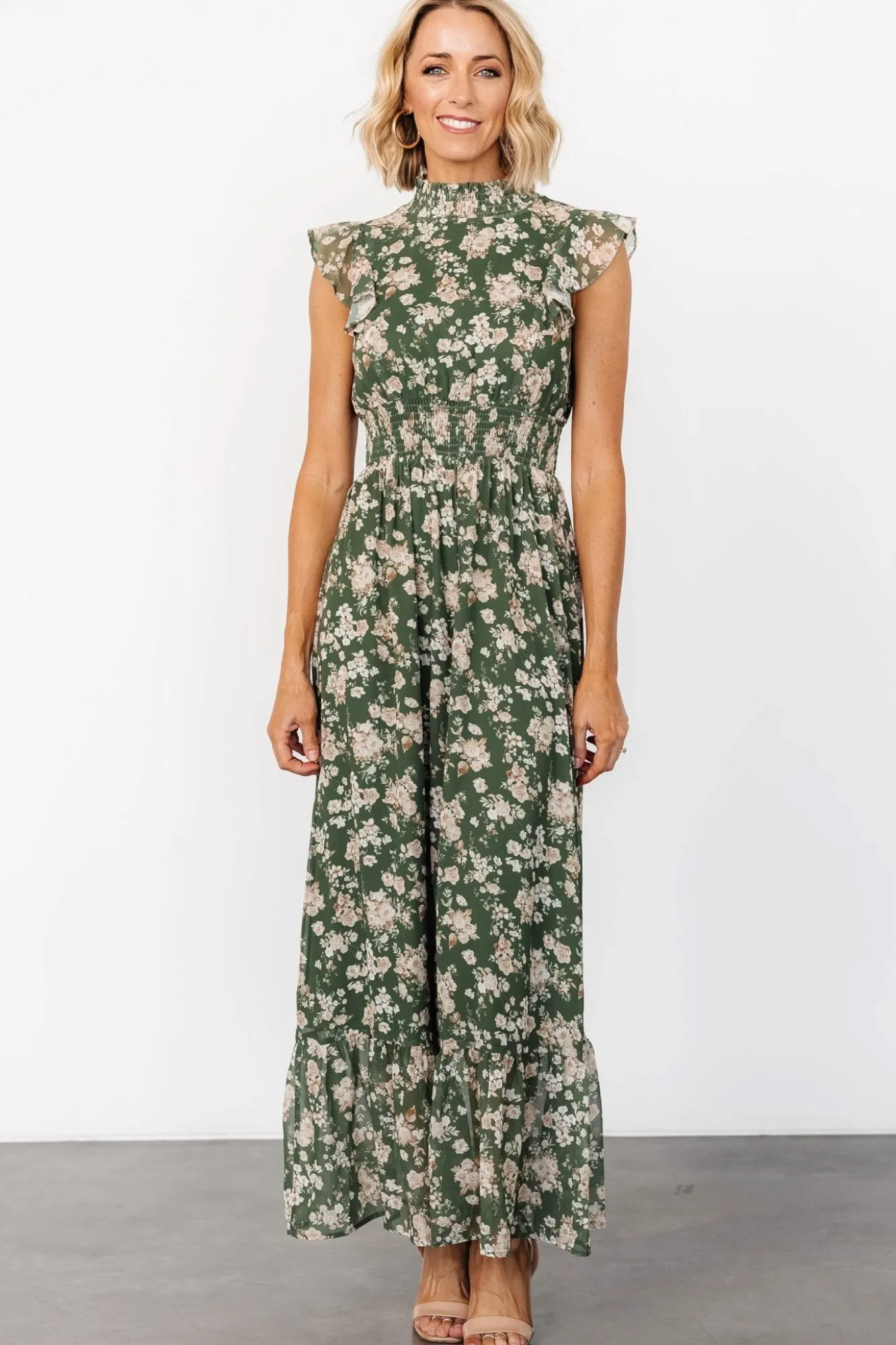 Baltic Born Kearny Ruffle Maxi Dress | Olive Floral