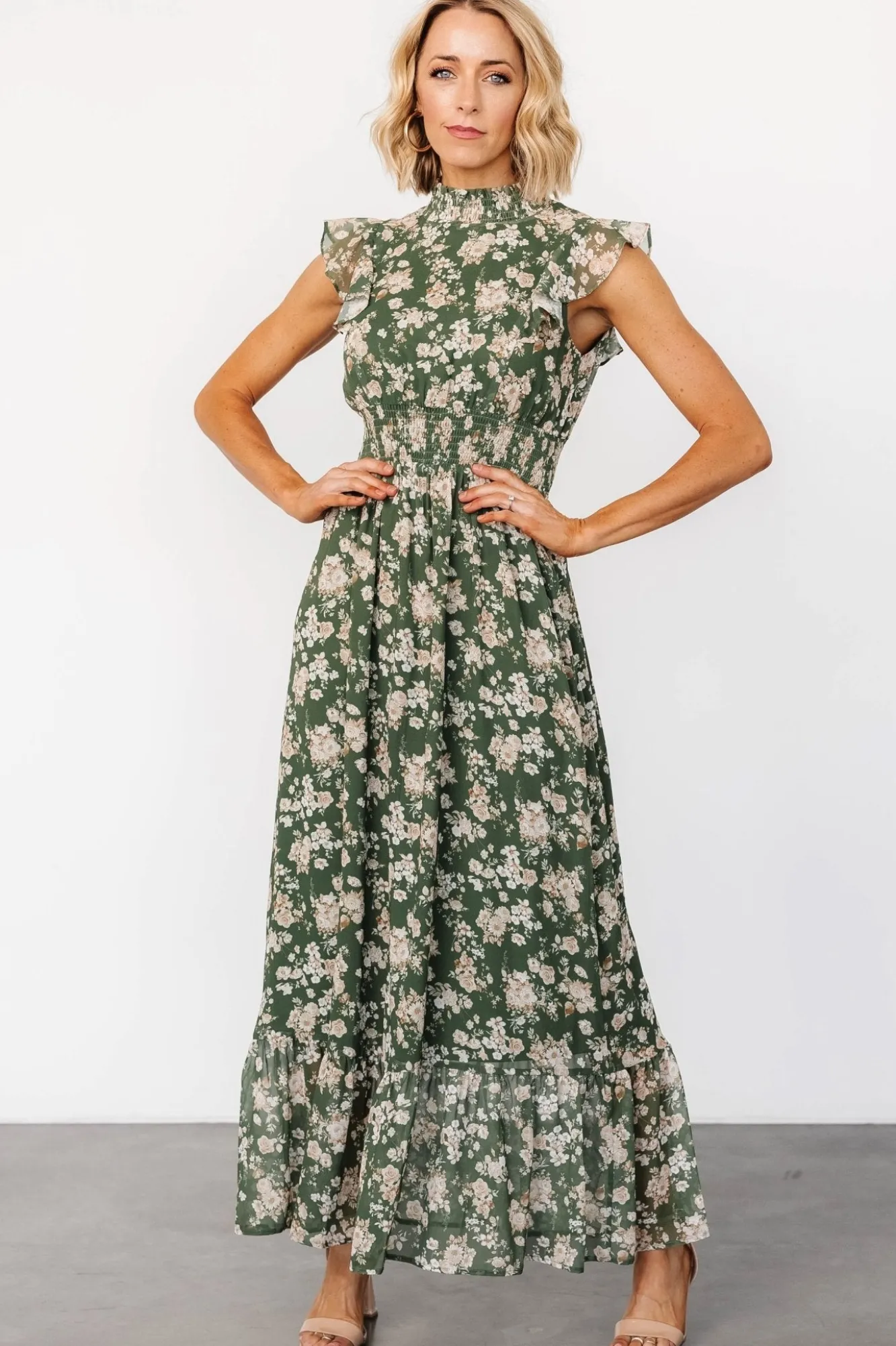 Baltic Born Kearny Ruffle Maxi Dress | Olive Floral