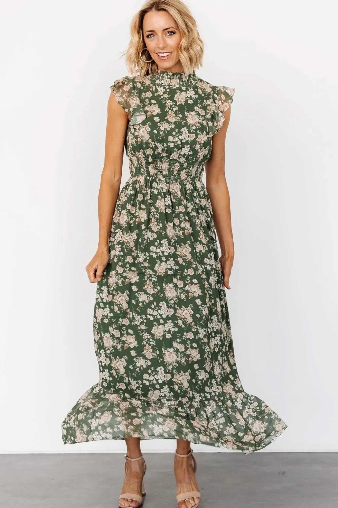 Baltic Born Kearny Ruffle Maxi Dress | Olive Floral