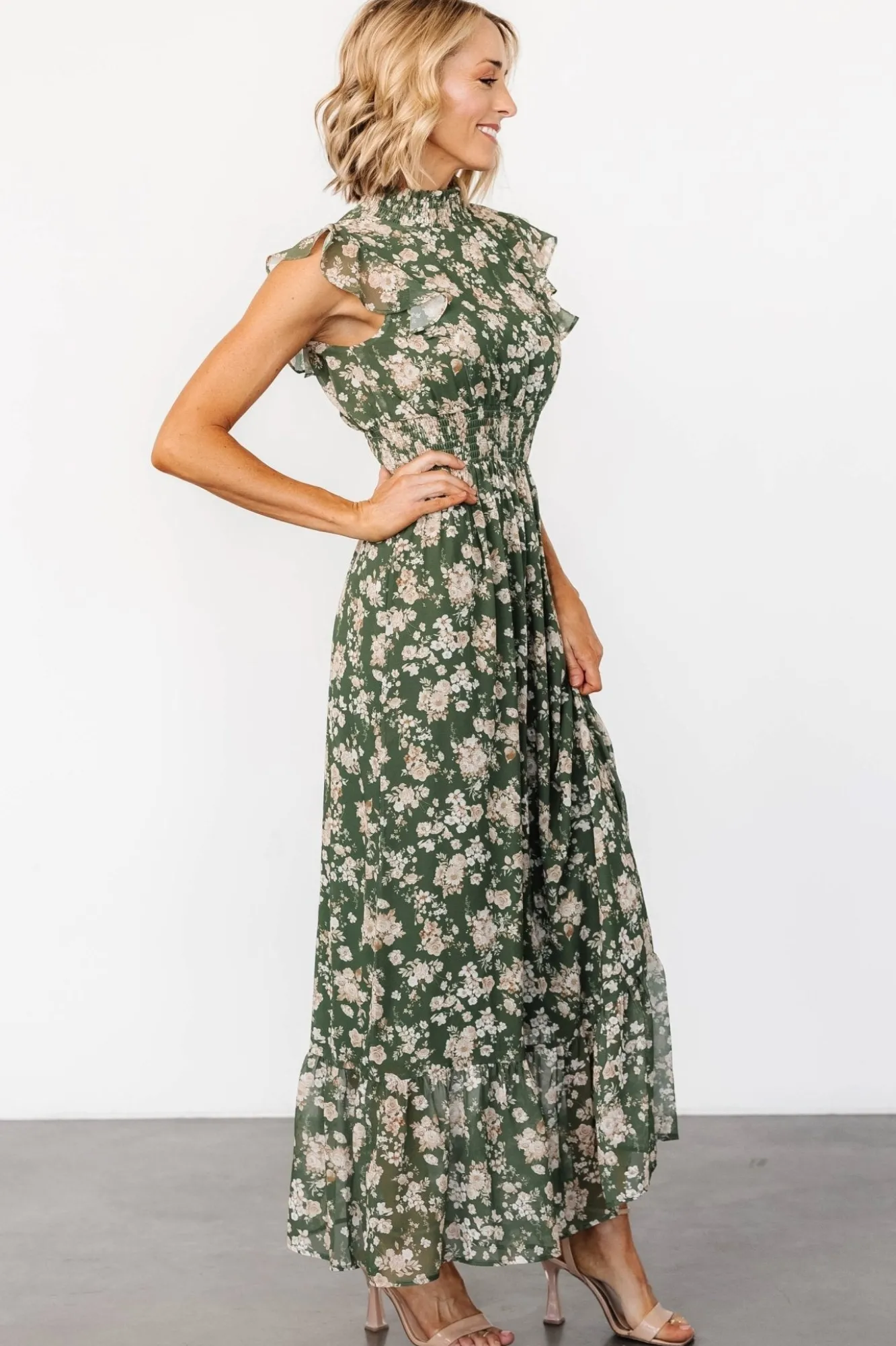 Baltic Born Kearny Ruffle Maxi Dress | Olive Floral