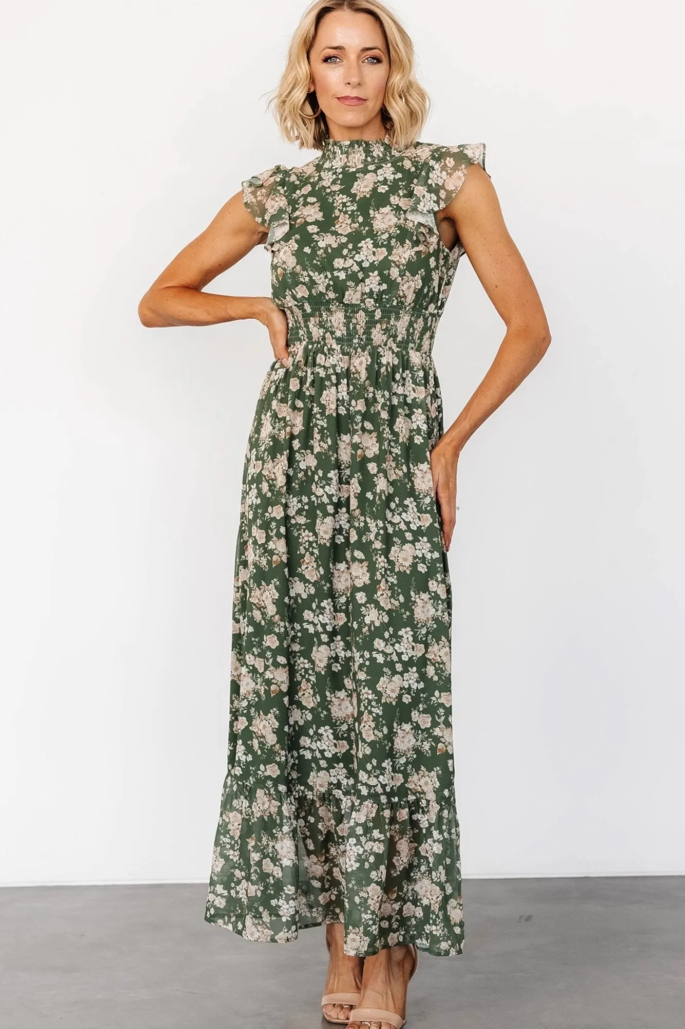 Baltic Born Kearny Ruffle Maxi Dress | Olive Floral