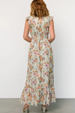 Baltic Born Kearny Ruffle Maxi Dress | Light Blue Floral + Gold