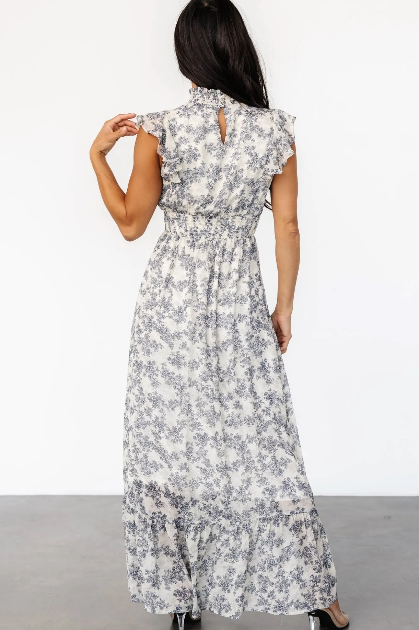 Baltic Born Kearny Ruffle Maxi Dress | Cream + Navy Floral