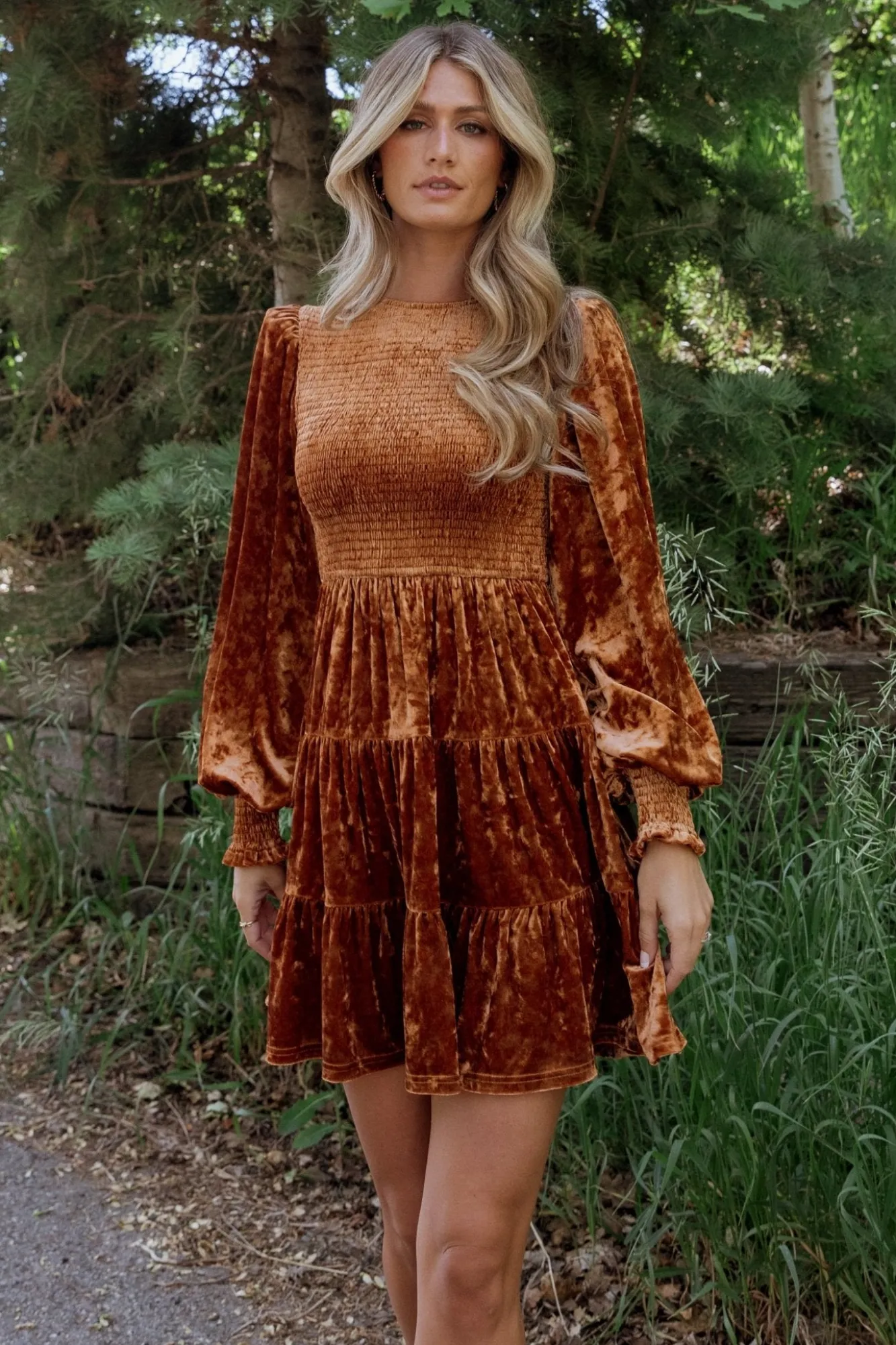 Baltic Born Kele Crushed Velvet Mini Dress | Light Copper