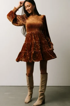 Baltic Born Kele Crushed Velvet Mini Dress | Light Copper