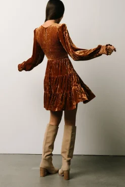 Baltic Born Kele Crushed Velvet Mini Dress | Light Copper