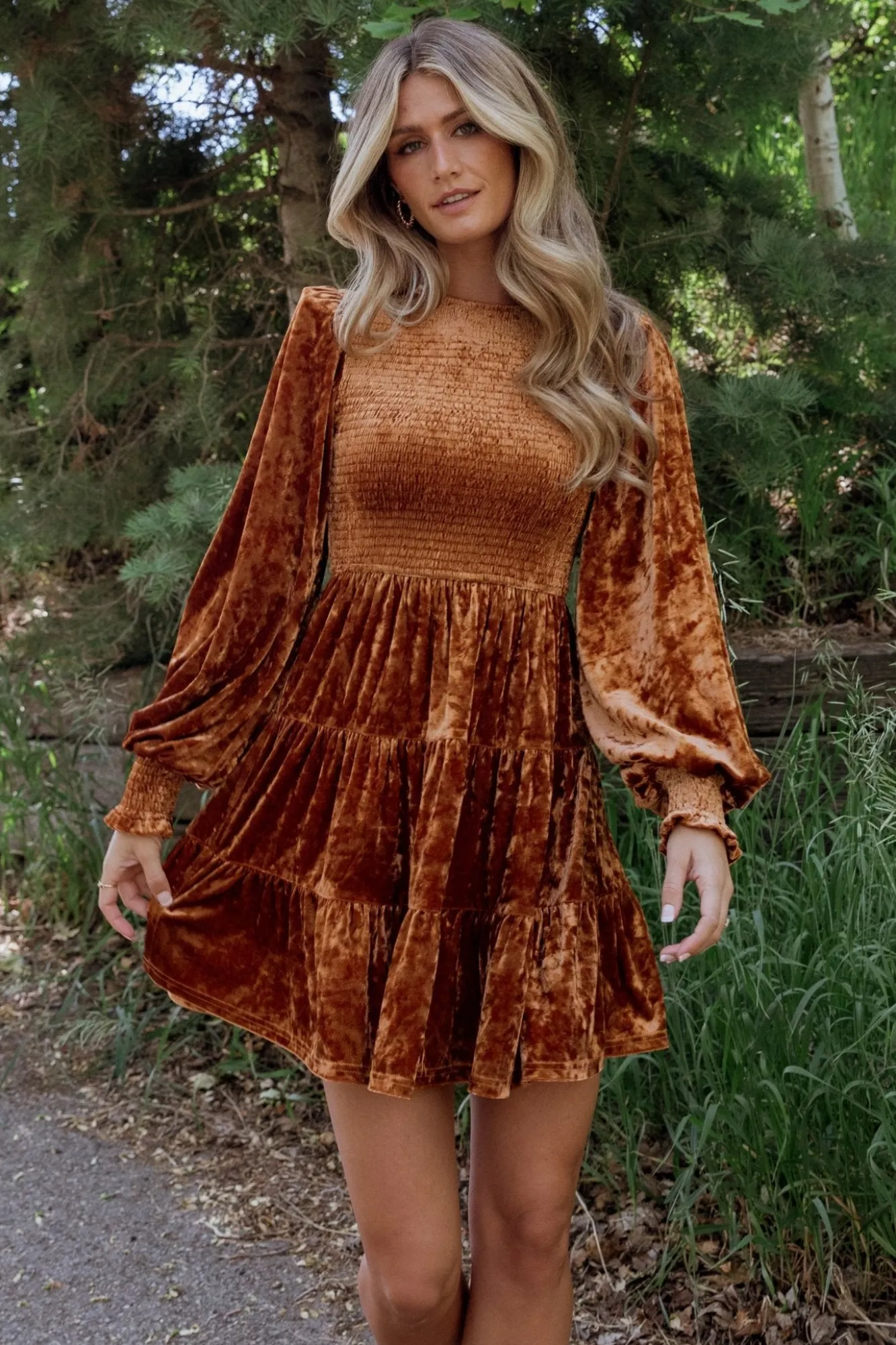 Baltic Born Kele Crushed Velvet Mini Dress | Light Copper