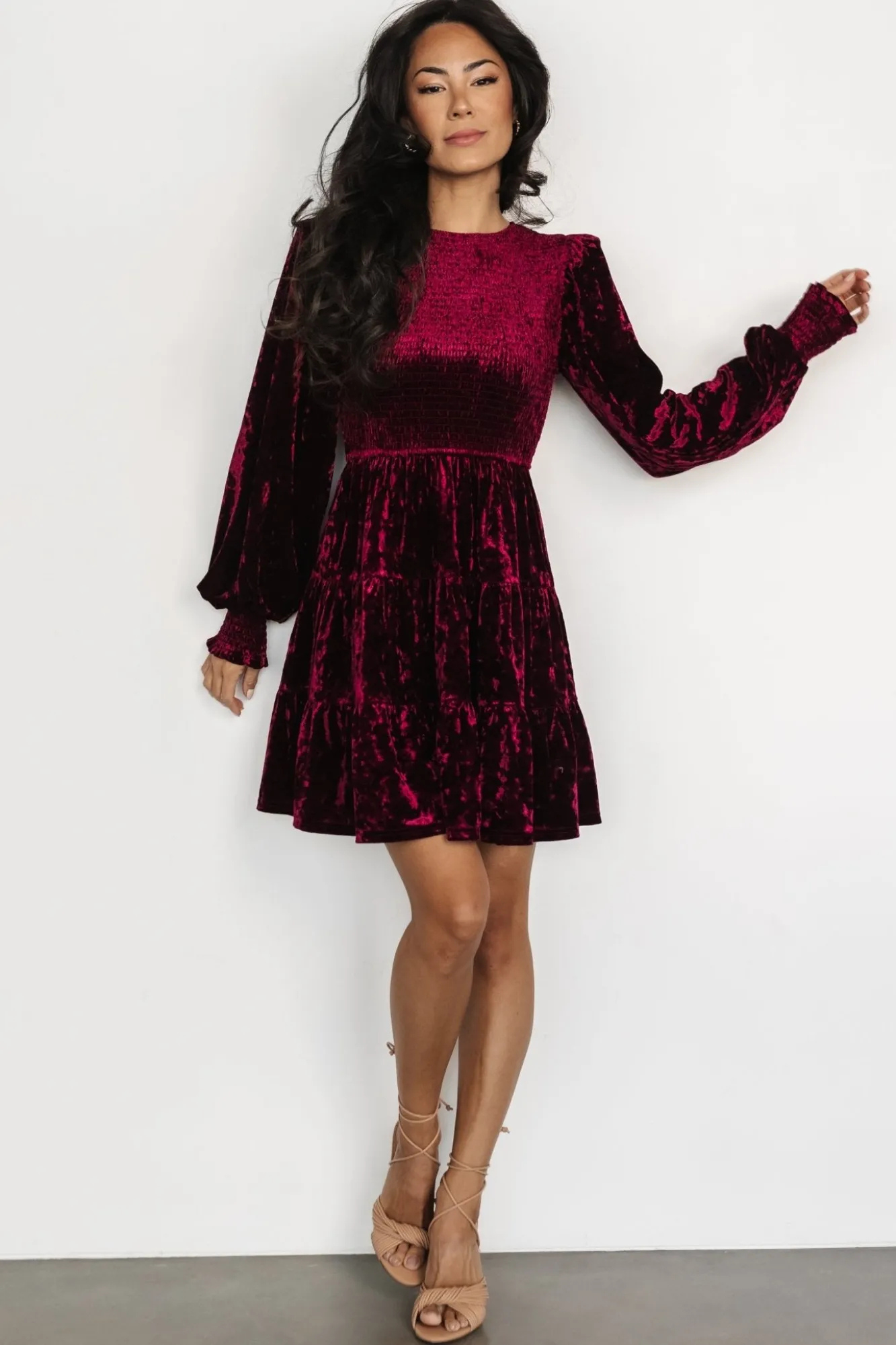 Baltic Born Kele Crushed Velvet Mini Dress | Deep Berry