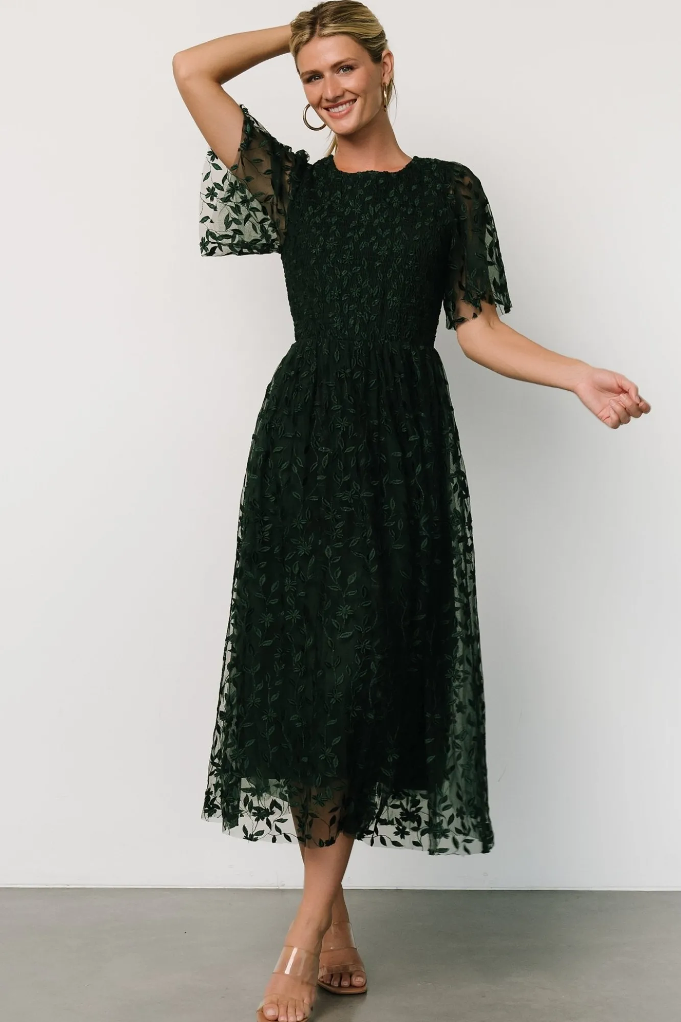 Baltic Born Kendra Embroidered Dress | Dark Green