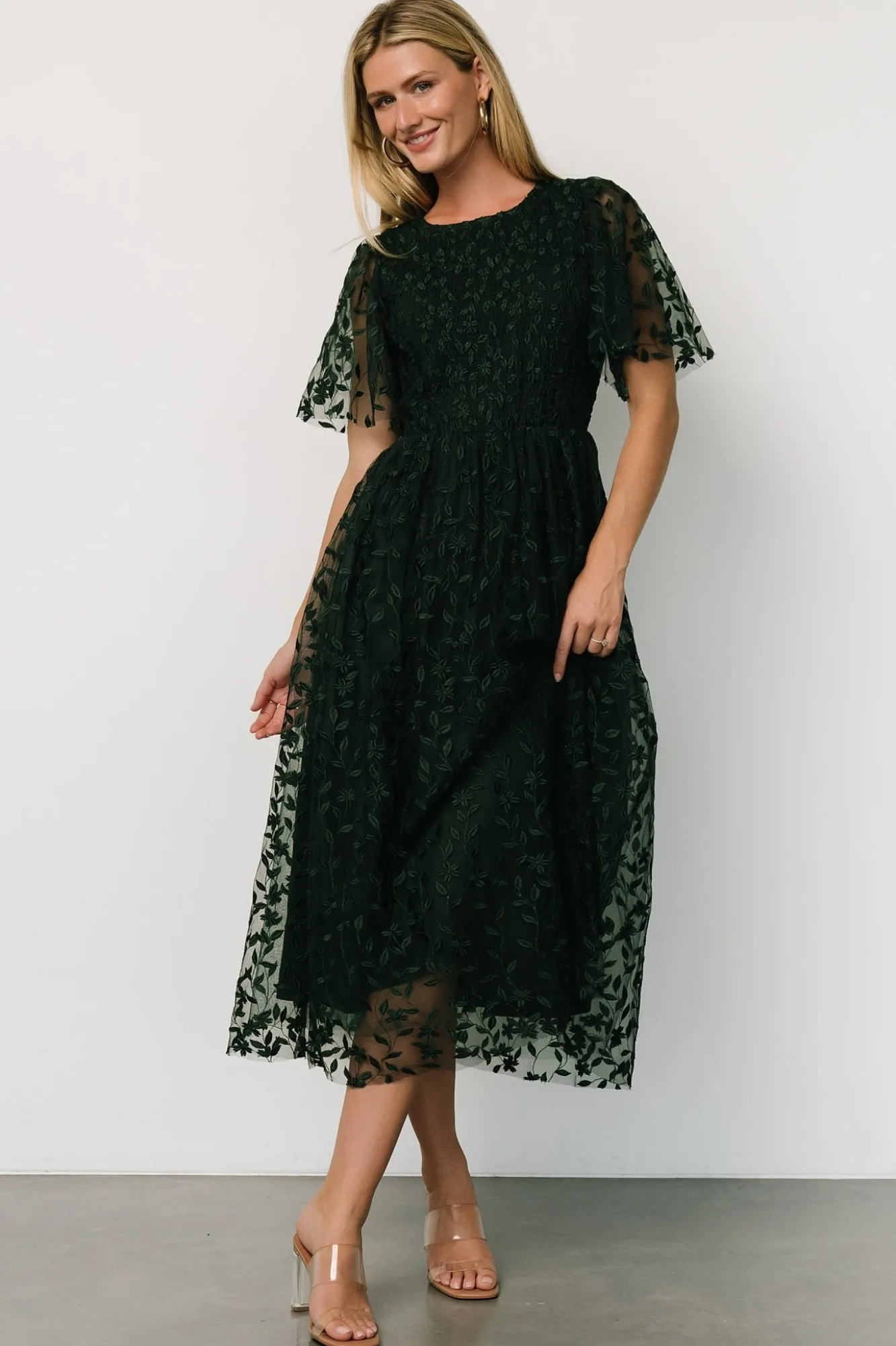 Baltic Born Kendra Embroidered Dress | Dark Green