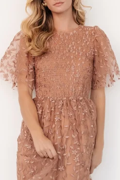 Baltic Born Kendra Embroidered Dress | Nude Rose