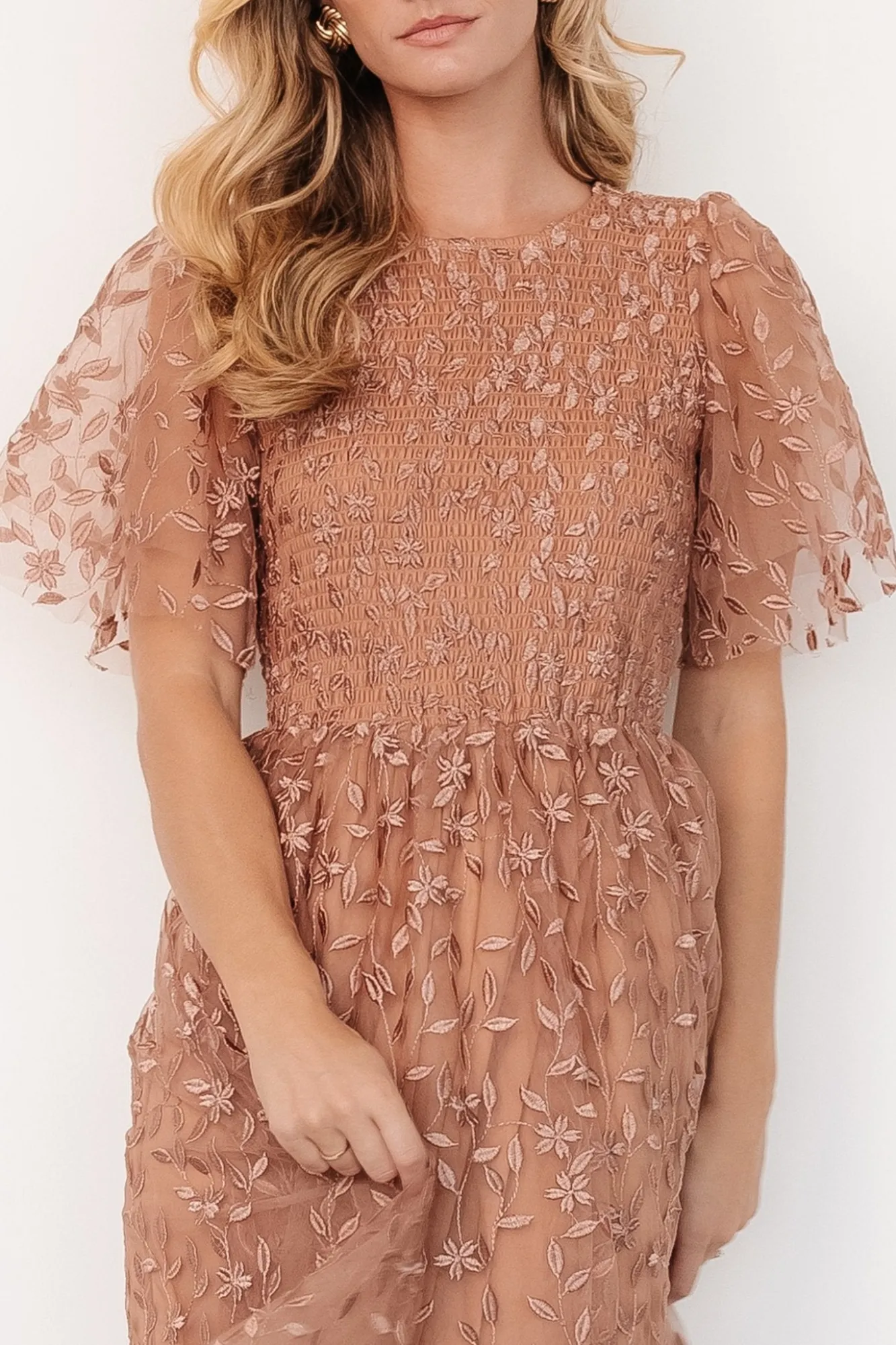 Baltic Born Kendra Embroidered Dress | Nude Rose