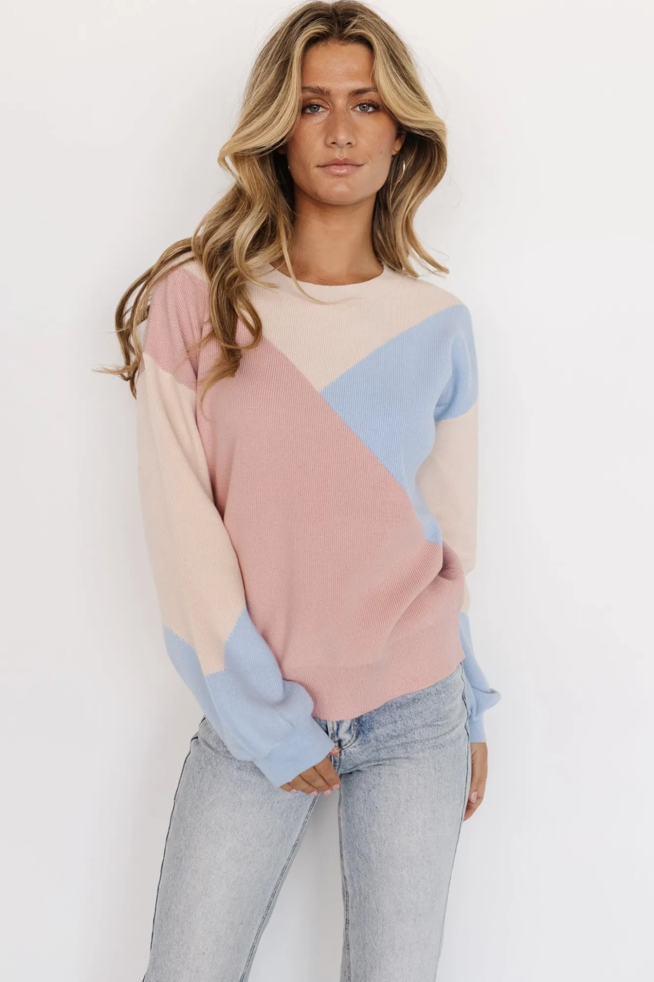 Baltic Born Kendrick Color Block Sweater | Blush Multi