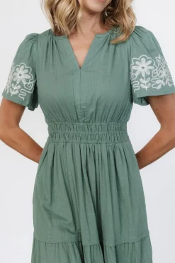 Baltic Born Kennedy Embroidered Maxi Dress | Dark Sage