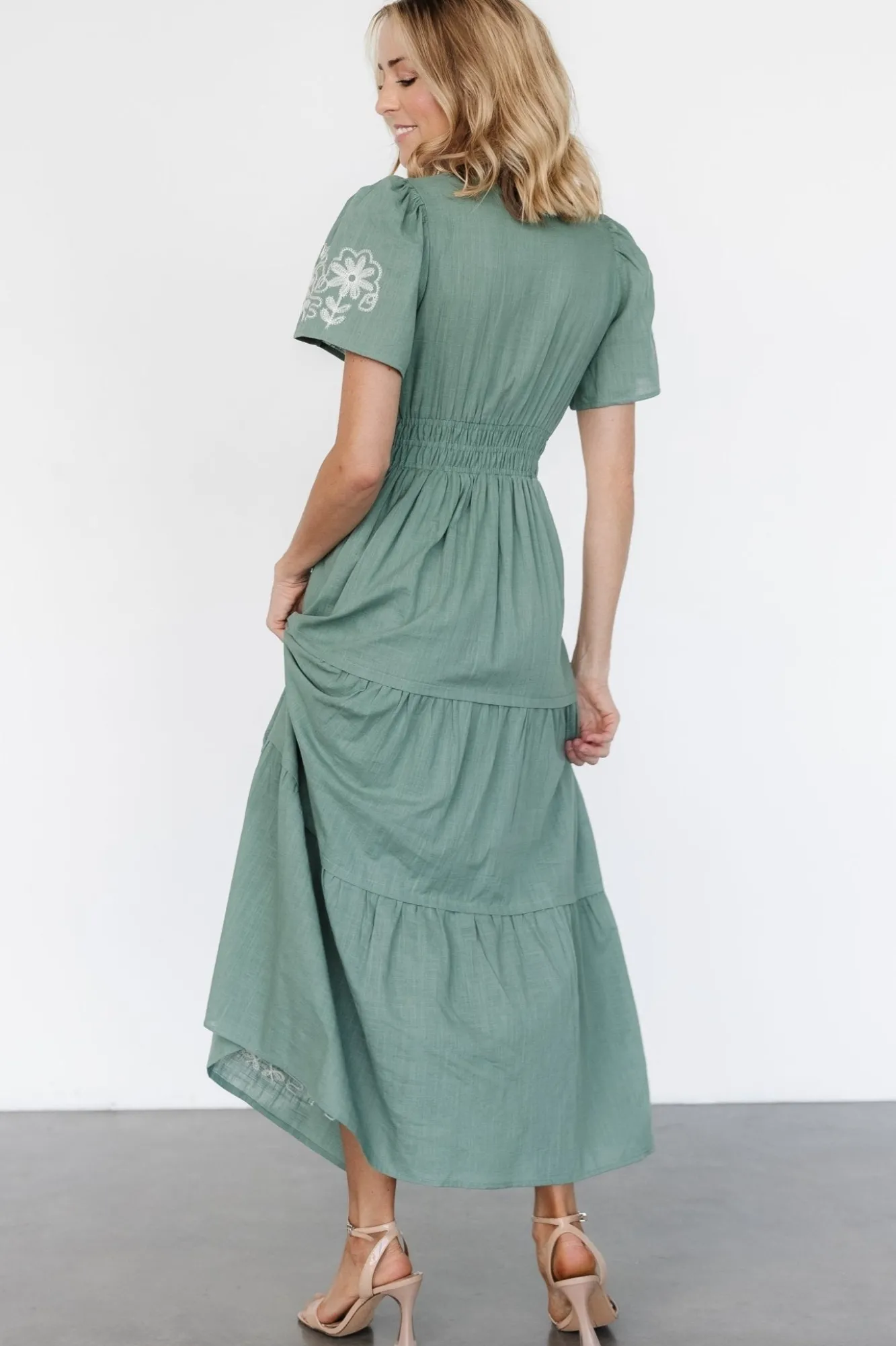 Baltic Born Kennedy Embroidered Maxi Dress | Dark Sage