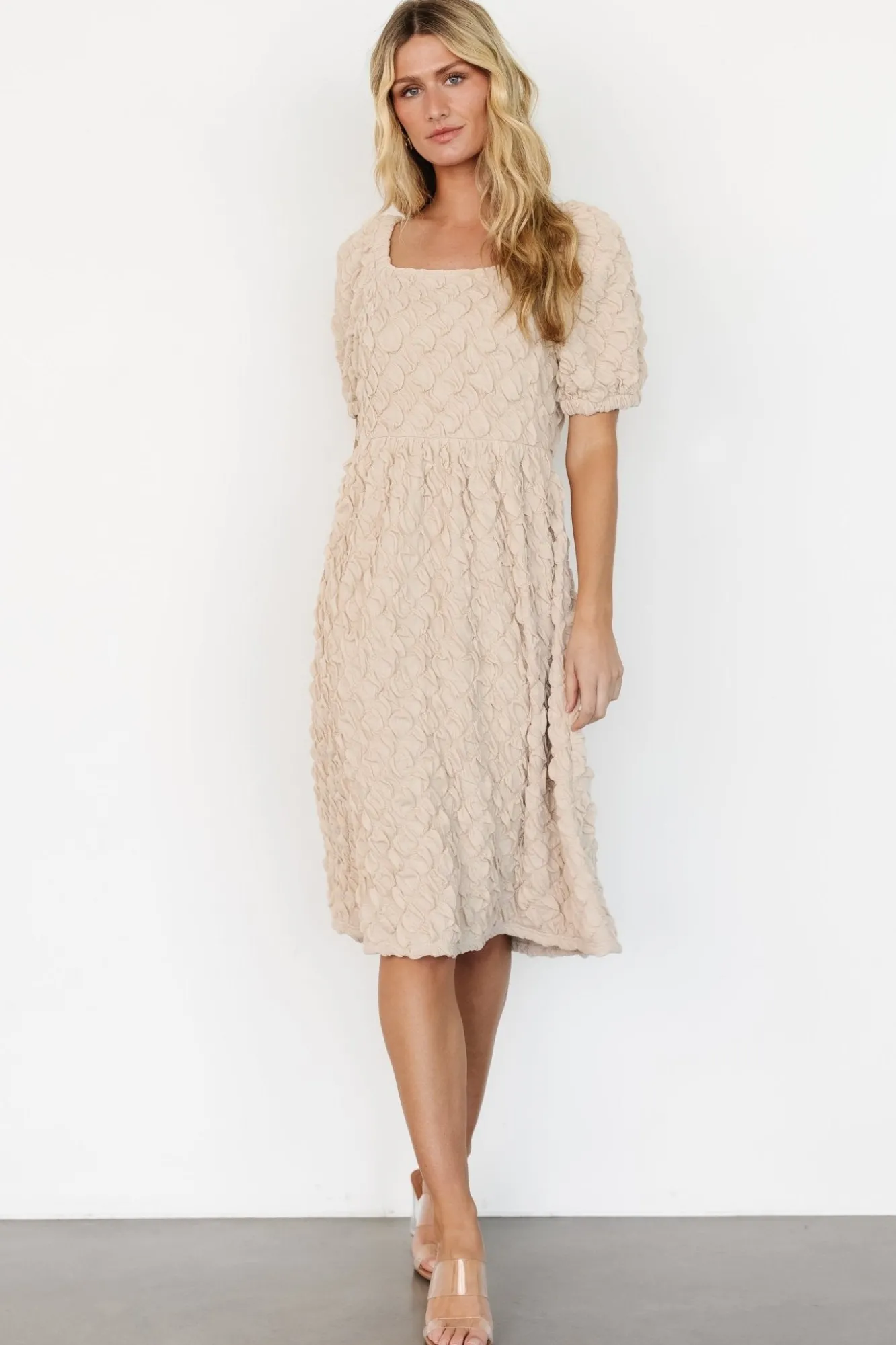 Baltic Born Keri Gathered Dress | Light Taupe
