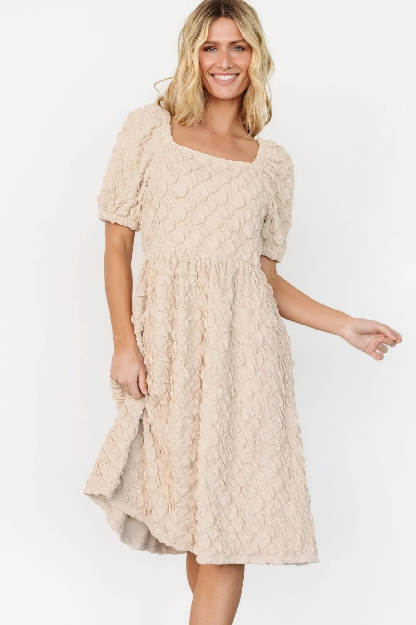 Baltic Born Keri Gathered Dress | Light Taupe
