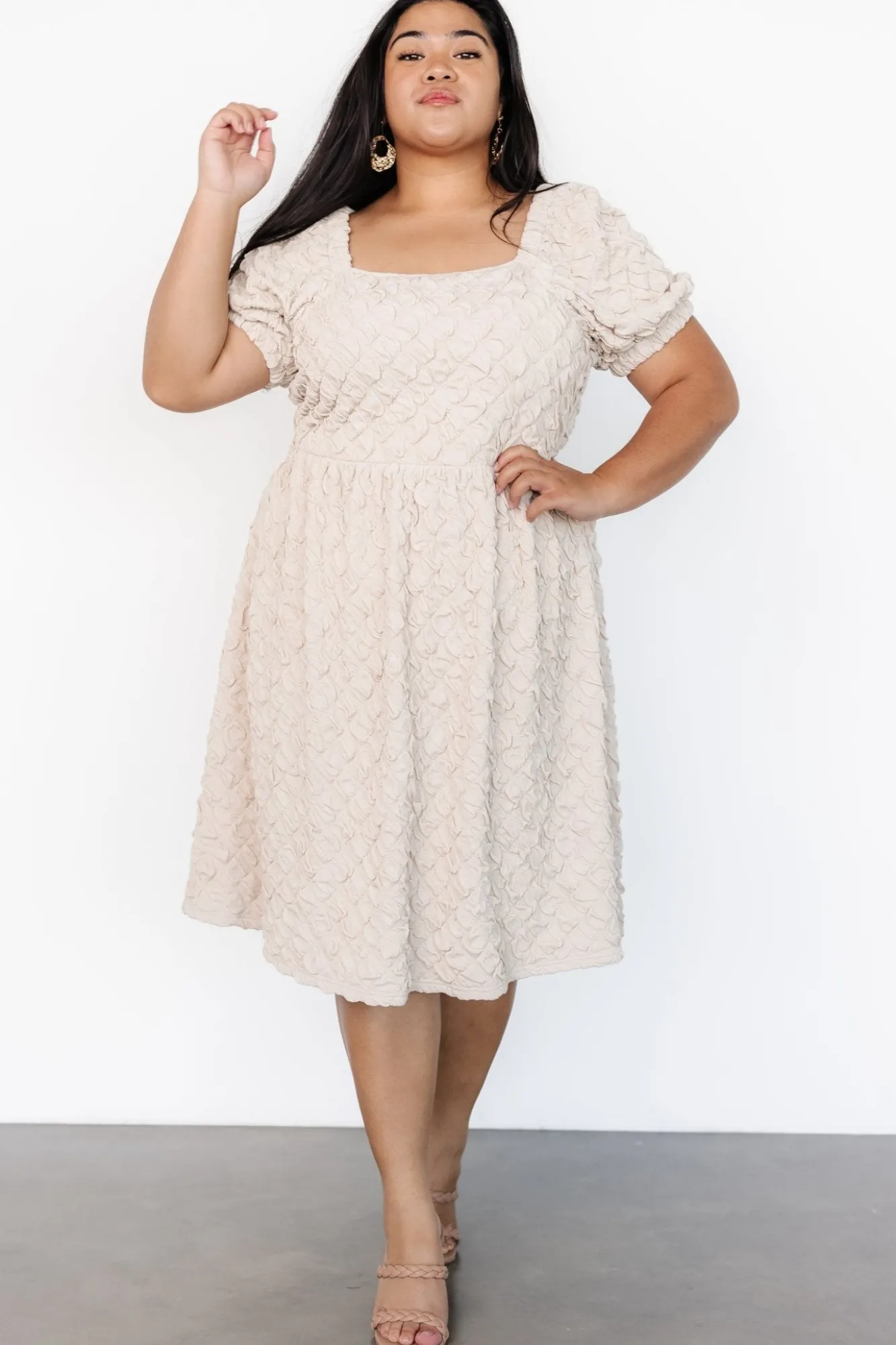 Baltic Born Keri Gathered Dress | Light Taupe