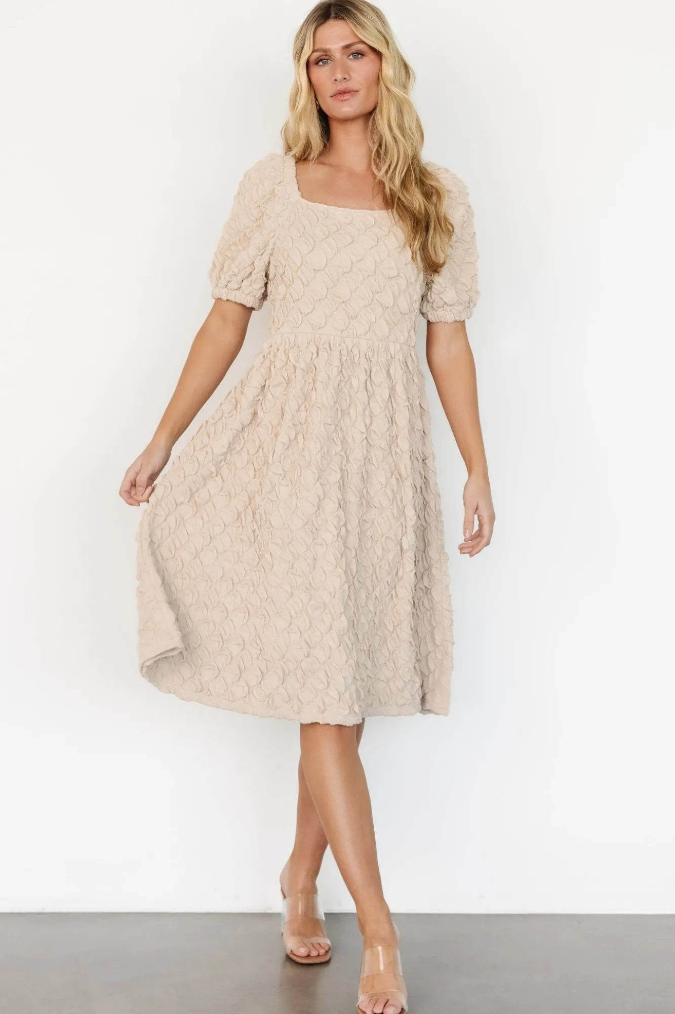 Baltic Born Keri Gathered Dress | Light Taupe