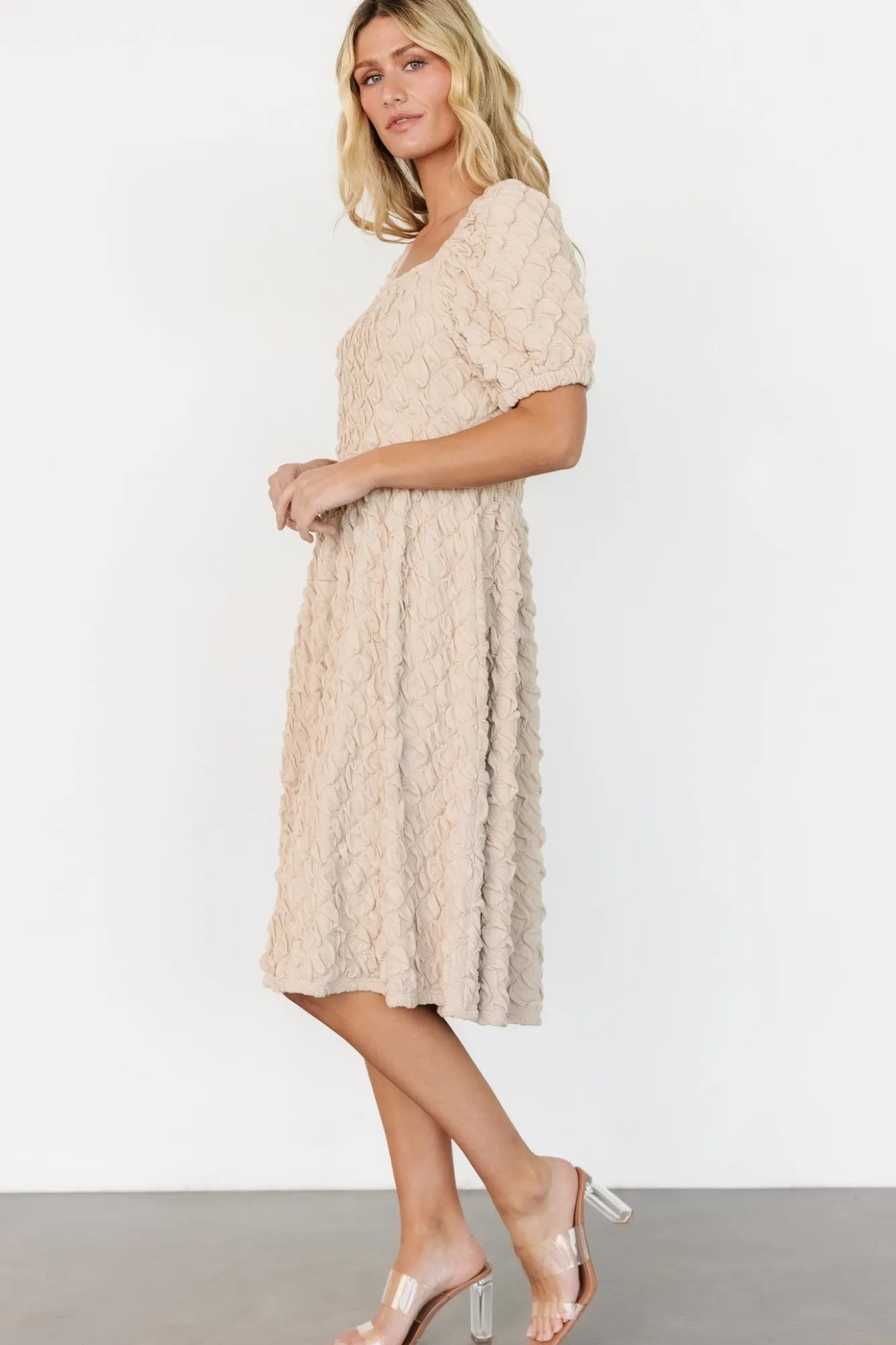 Baltic Born Keri Gathered Dress | Light Taupe