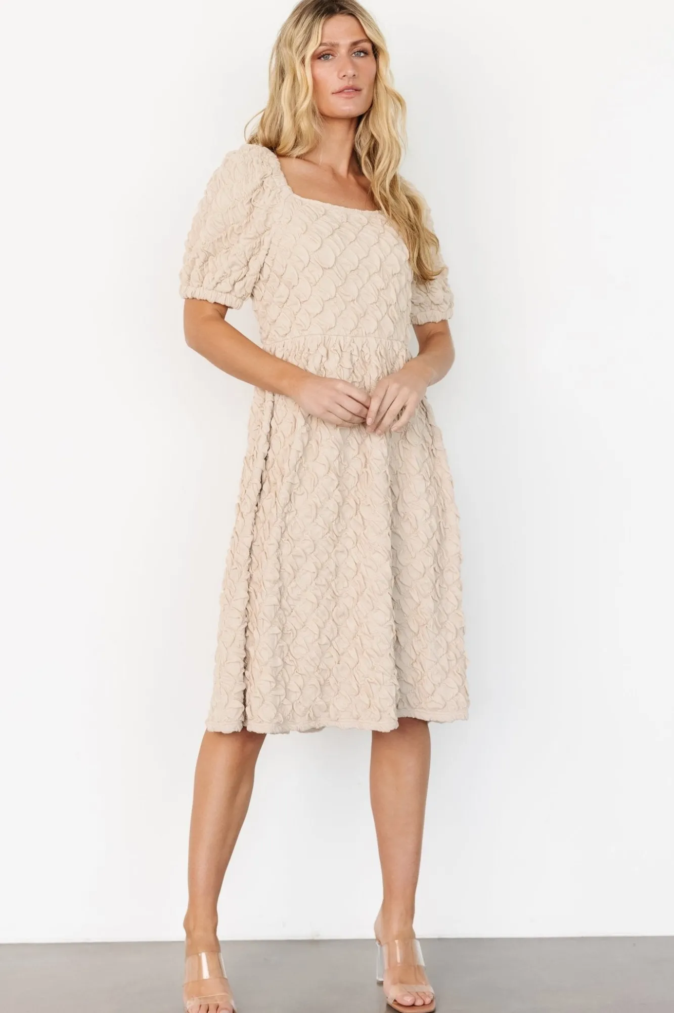 Baltic Born Keri Gathered Dress | Light Taupe