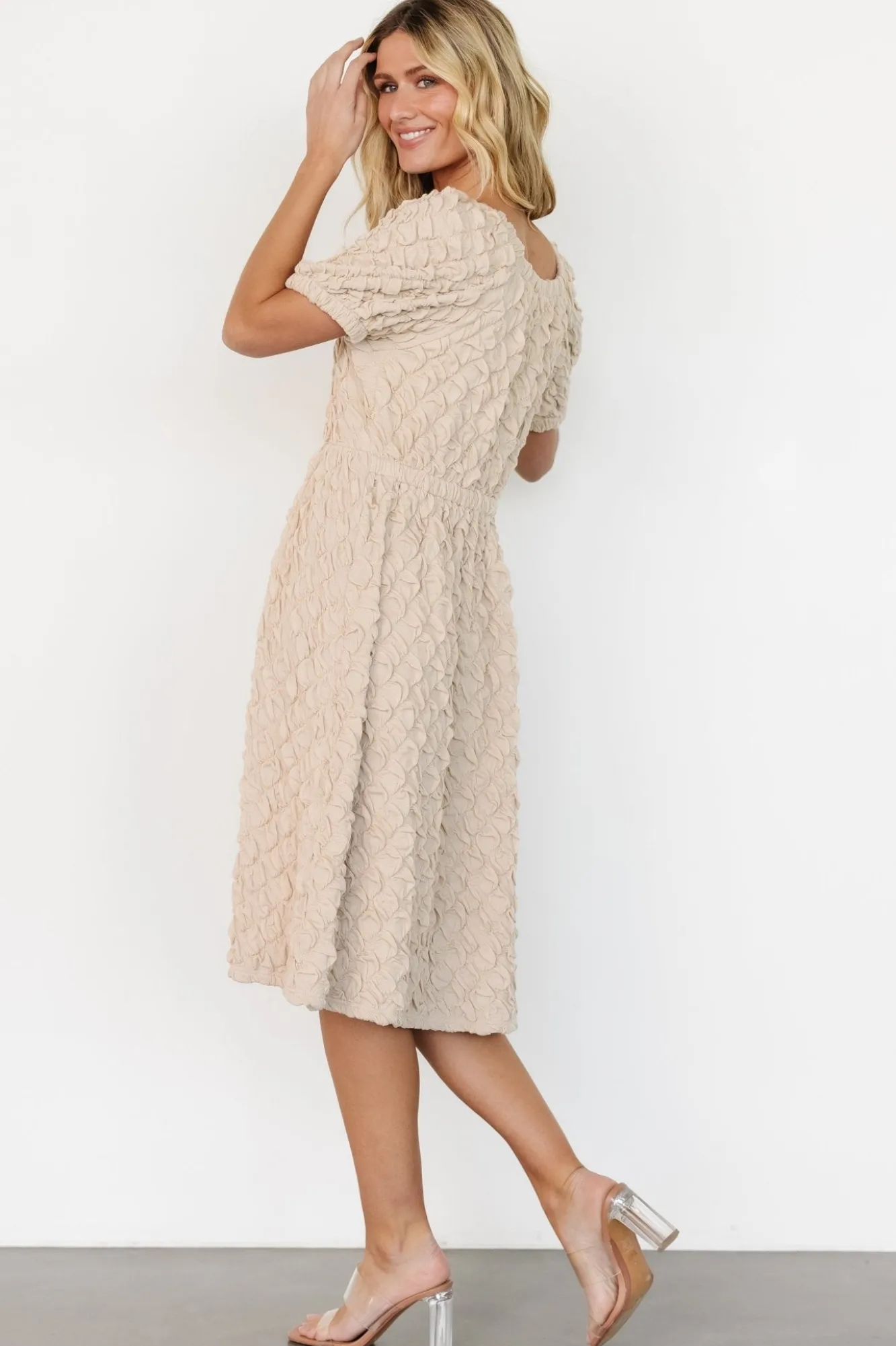 Baltic Born Keri Gathered Dress | Light Taupe