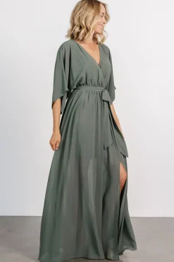 Baltic Born Kia Kimono Maxi Dress | Dark Sage