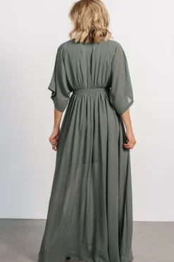 Baltic Born Kia Kimono Maxi Dress | Dark Sage