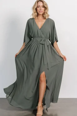 Baltic Born Kia Kimono Maxi Dress | Dark Sage