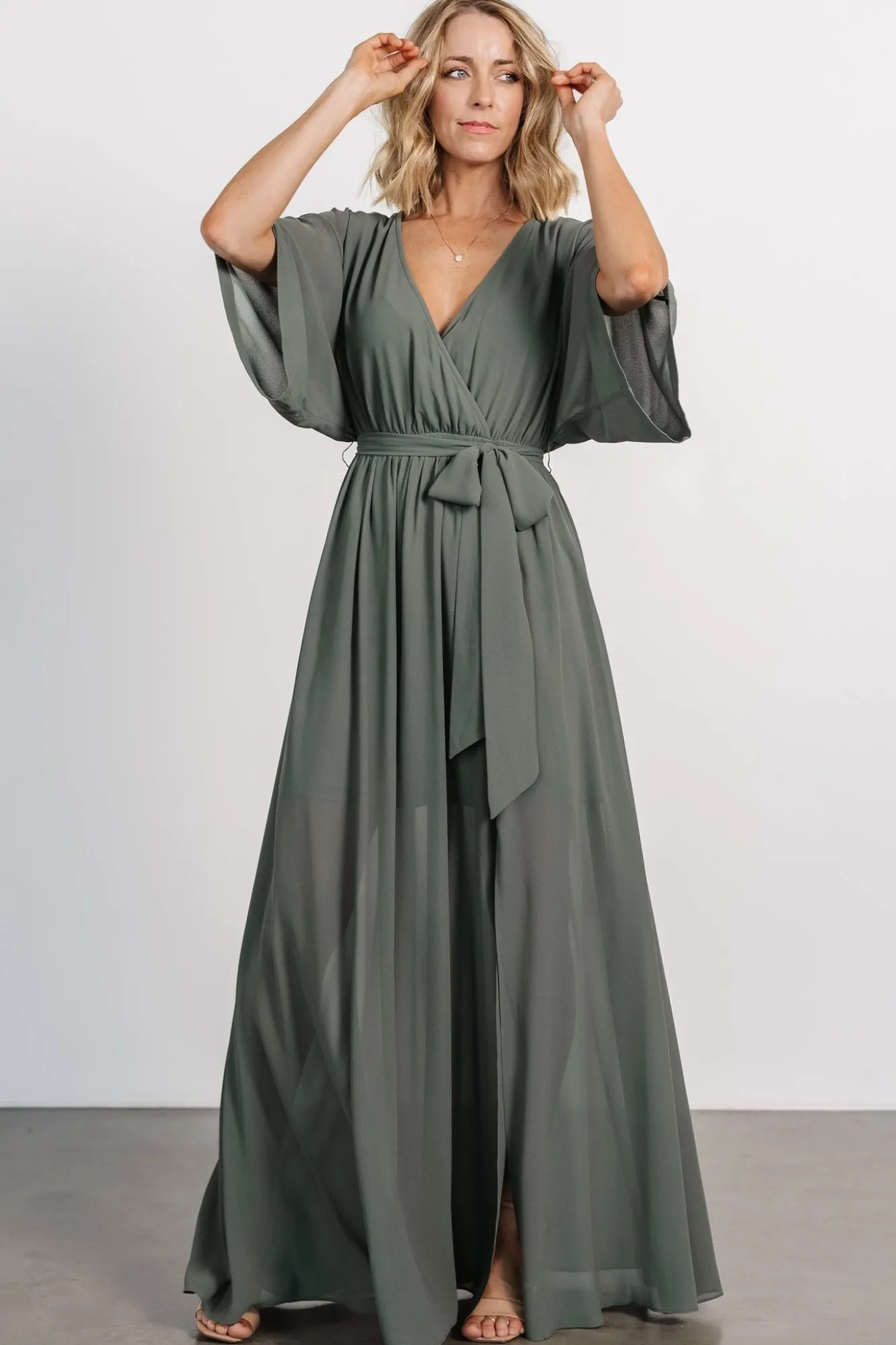 Baltic Born Kia Kimono Maxi Dress | Dark Sage