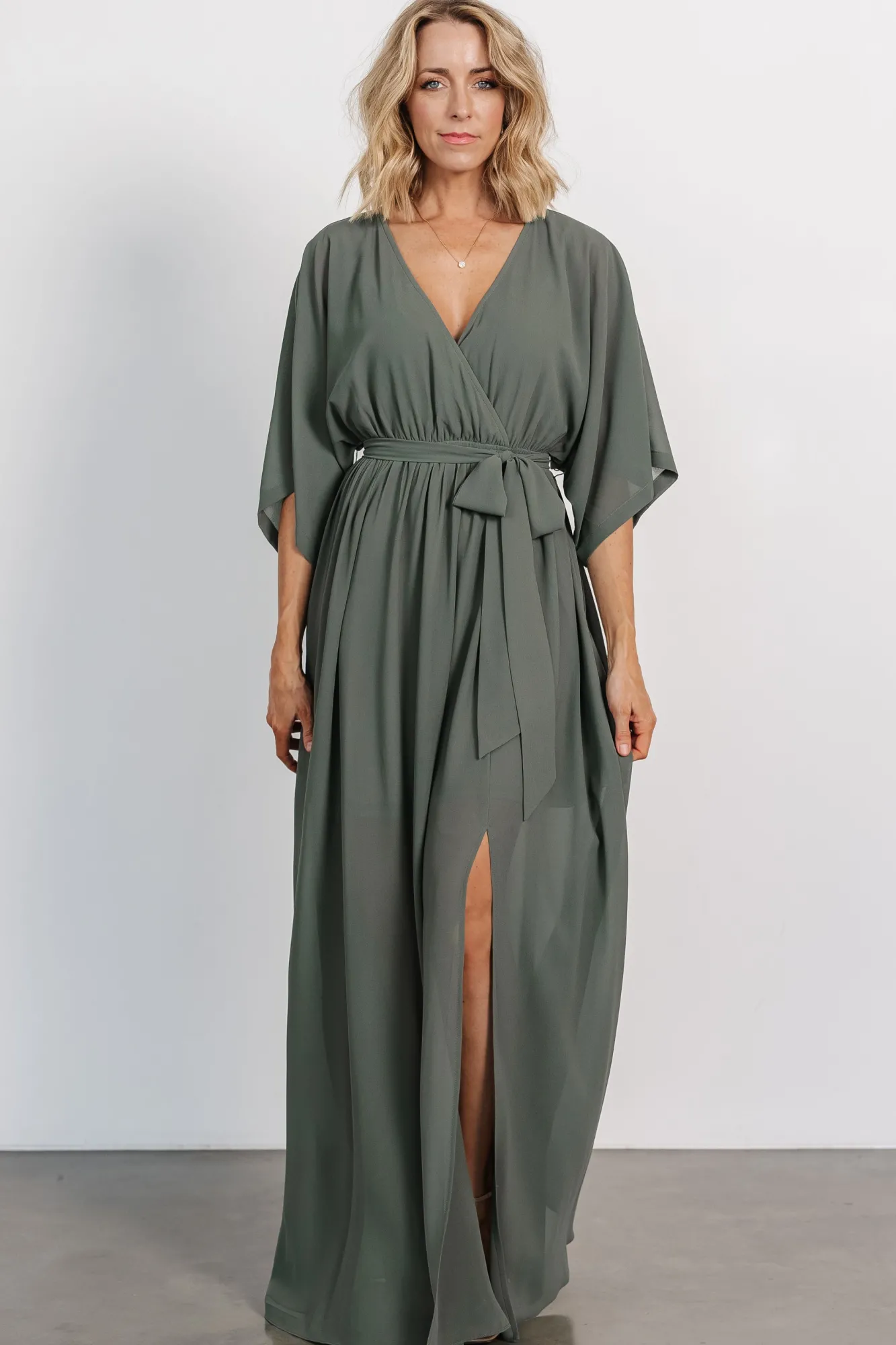 Baltic Born Kia Kimono Maxi Dress | Dark Sage