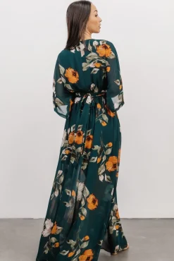 Baltic Born Kia Kimono Maxi Dress | Deep Topaz Floral