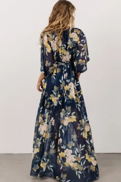 Baltic Born Kia Kimono Maxi Dress | Navy Floral