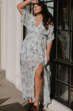 Baltic Born Kia Kimono Maxi Dress | Sage Floral