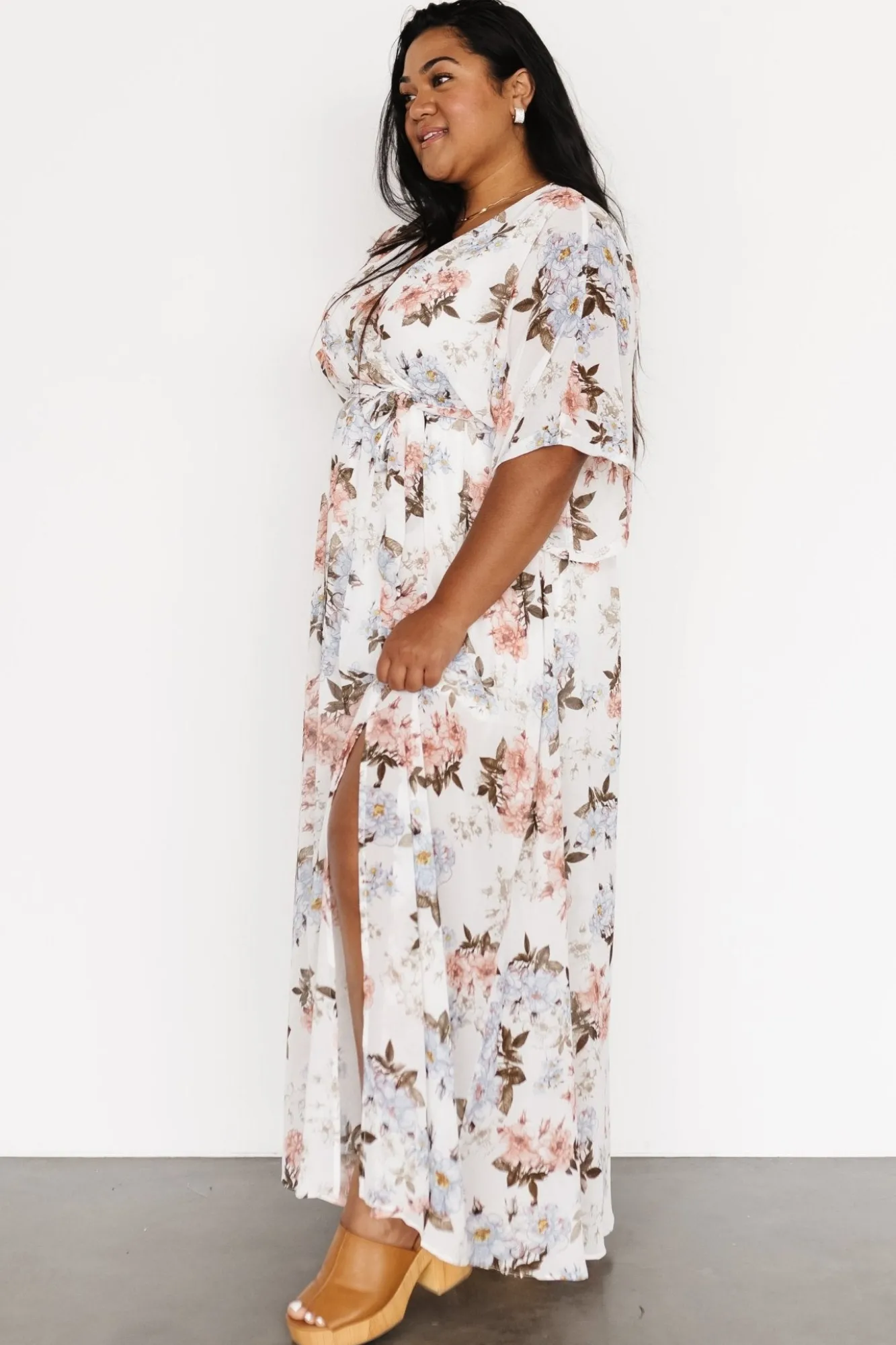 Baltic Born Kia Kimono Maxi Dress | White Floral