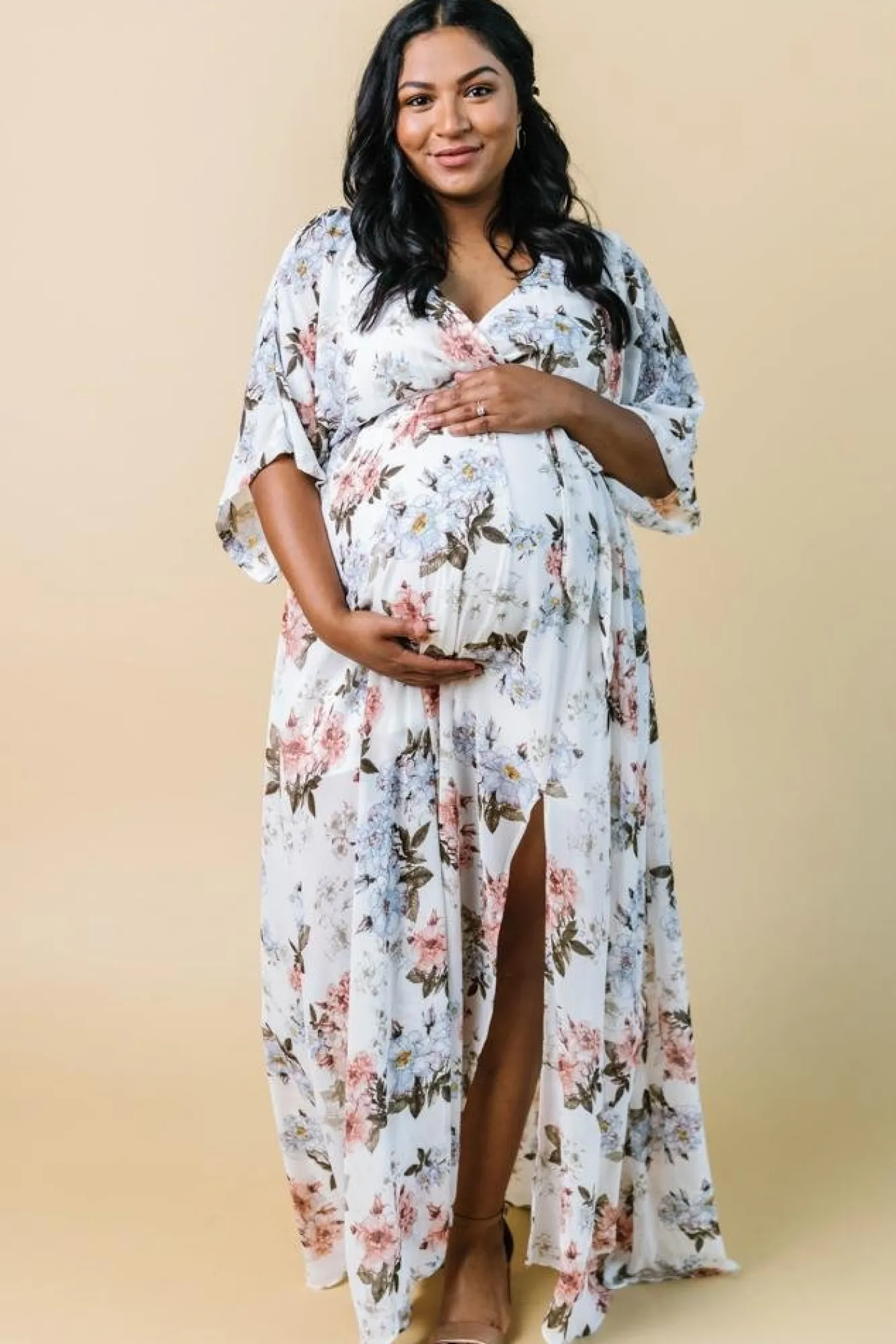 Baltic Born Kia Kimono Maxi Dress | White Floral