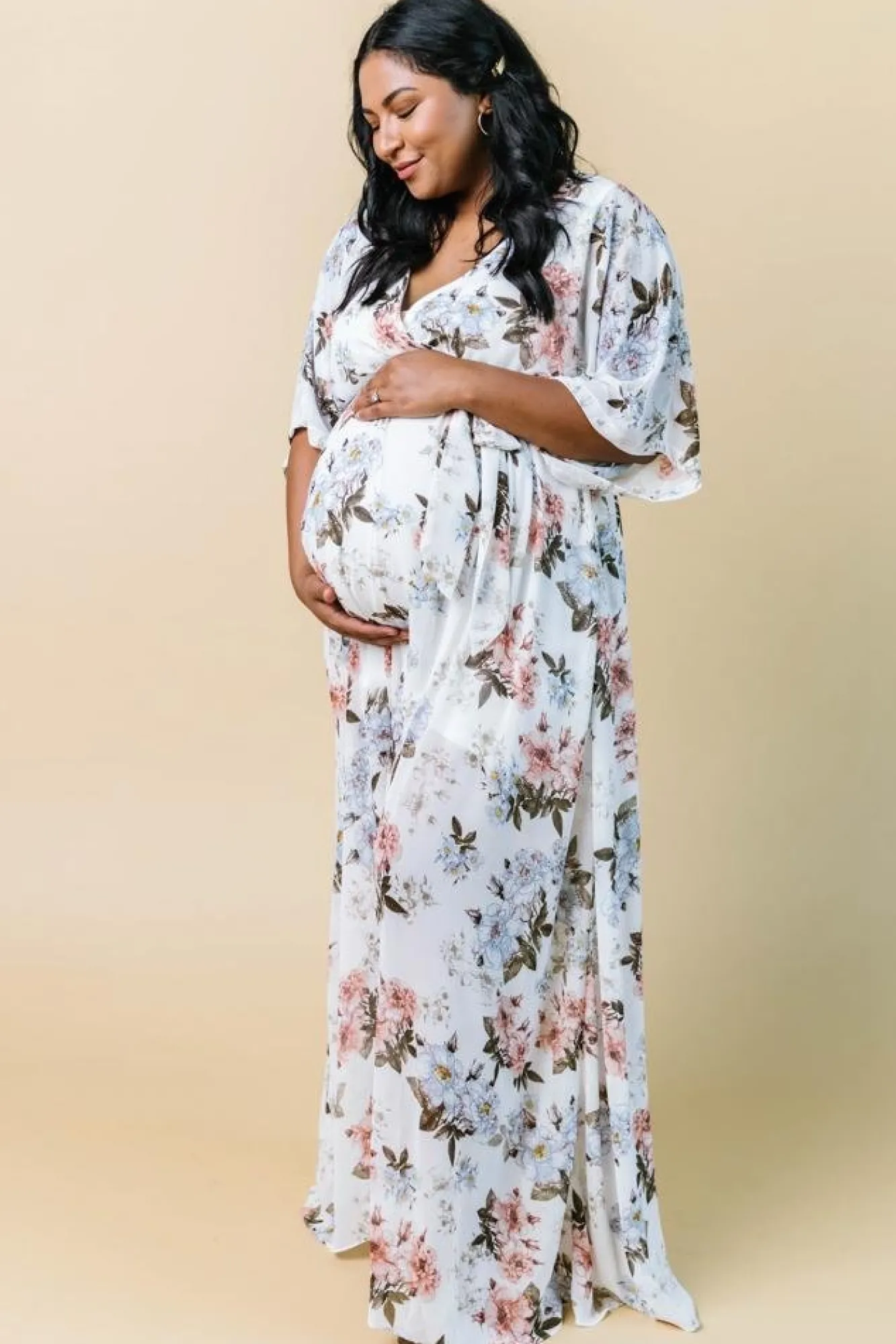 Baltic Born Kia Kimono Maxi Dress | White Floral