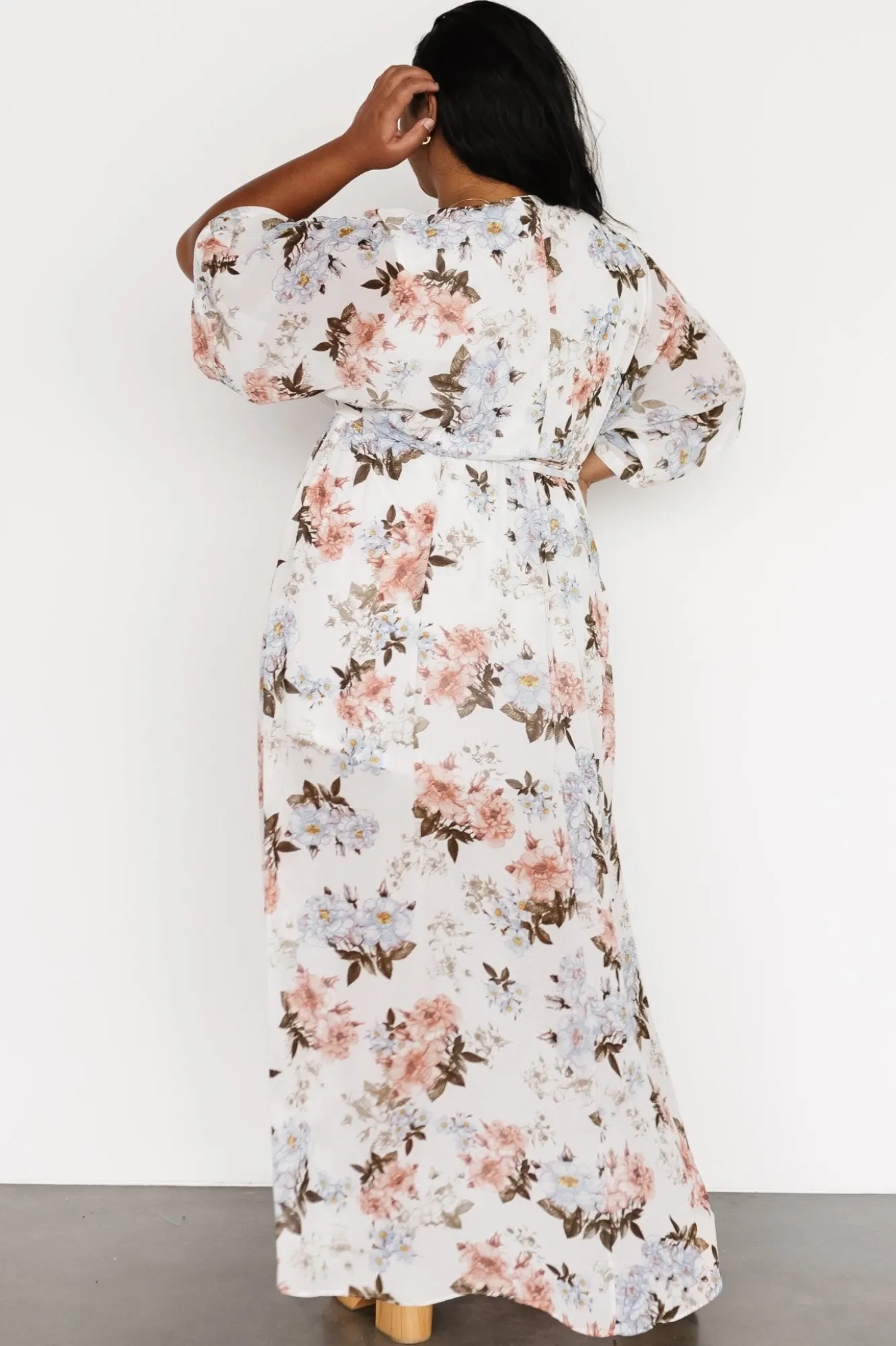 Baltic Born Kia Kimono Maxi Dress | White Floral