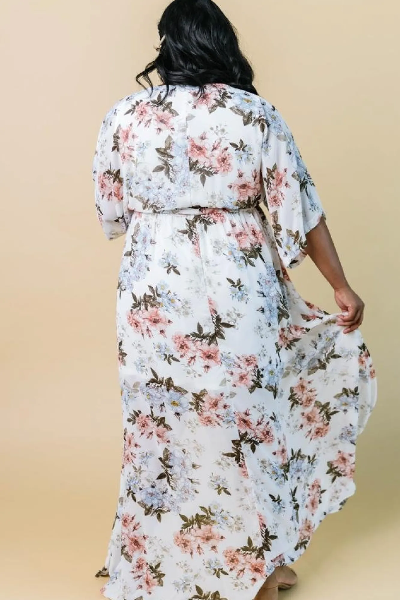 Baltic Born Kia Kimono Maxi Dress | White Floral