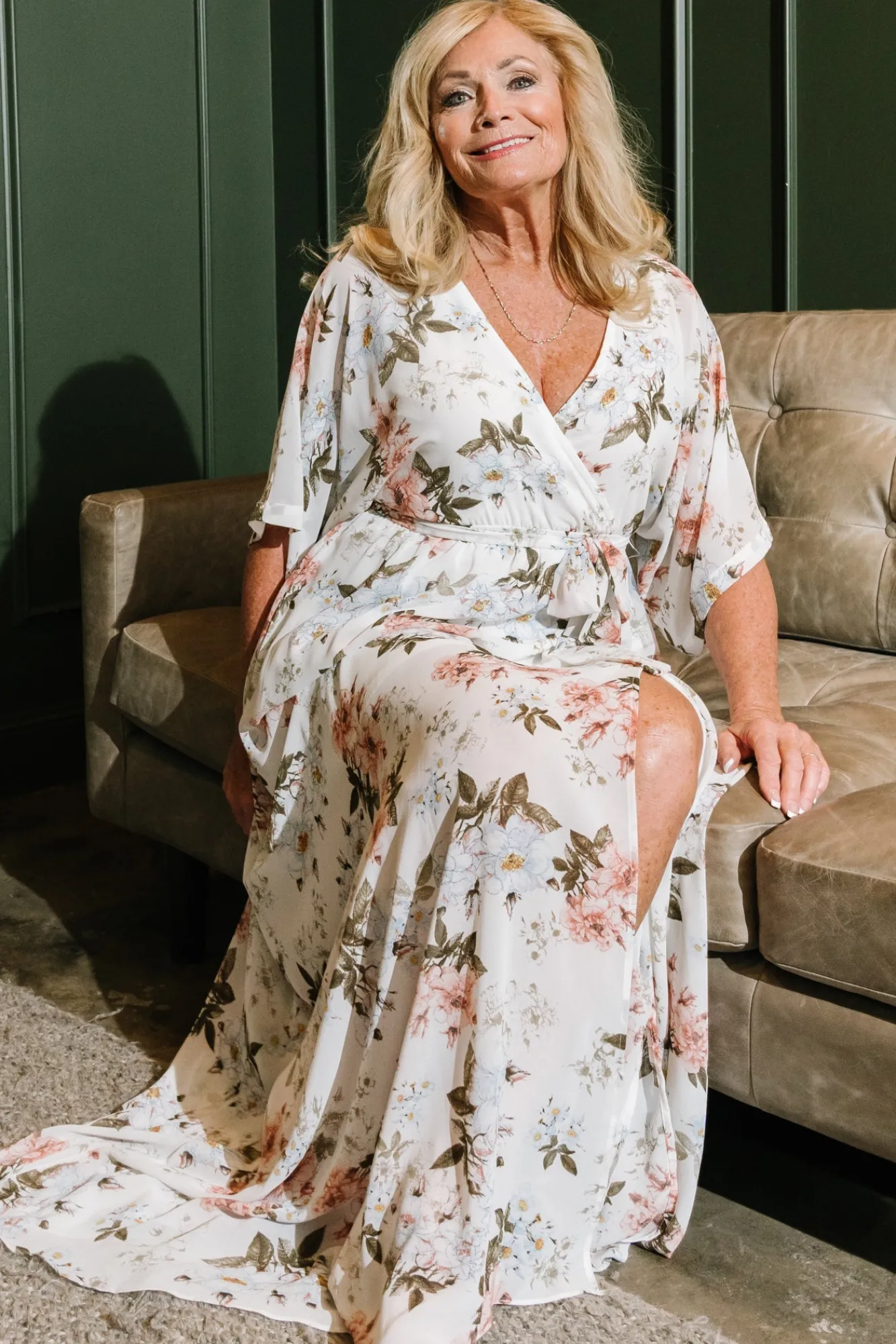 Baltic Born Kia Kimono Maxi Dress | White Floral