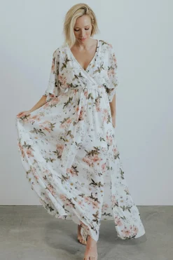 Baltic Born Kia Kimono Maxi Dress | White Floral