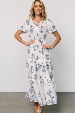 Baltic Born Kiana Poplin Maxi Dress | Off White + Blue