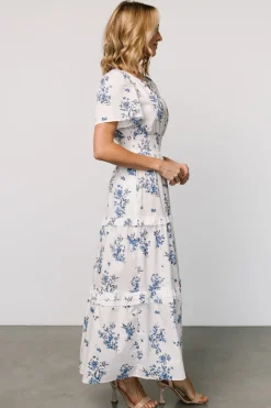 Baltic Born Kiana Poplin Maxi Dress | Off White + Blue